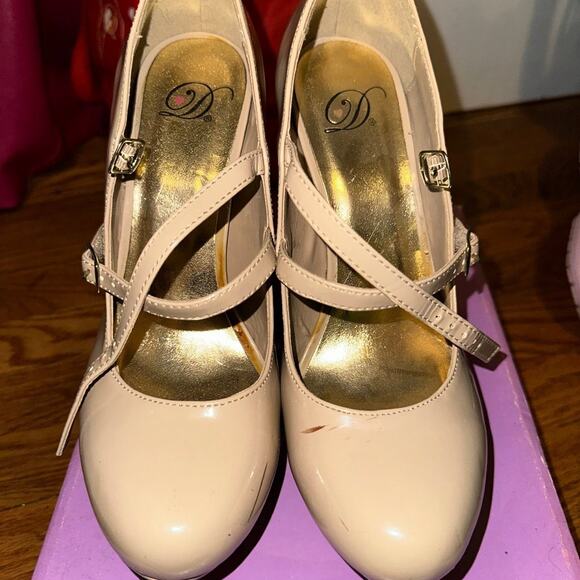 Beige Babydoll Platform Heels - Picture 2 of 6